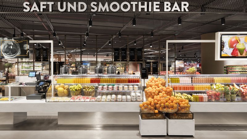Schweitzer Project AG的知名客户包括:Carrefour, Edeka(图示,Düsseldorf的子公司), REWE, Nespresso, United Colors of Benetton 和 Armani